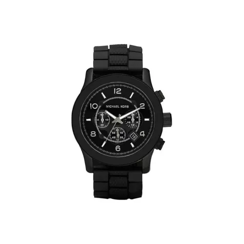 MICHAEL KORS Мужские часы Кварцевый механизм Резиновый ремешок 45 мм Черный циферблат