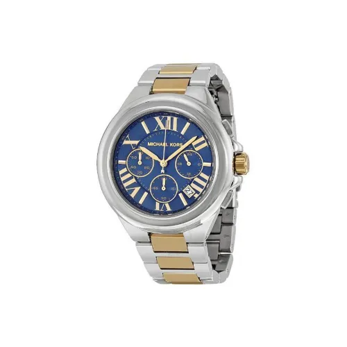 MICHAEL KORS Женские часы Кварцевый механизм Ремешок из нержавеющей стали 43 мм Синий циферблат