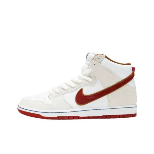Nike Dunk SB Team Scarlet High Top Скейтборд Кроссовки Унисекс Ecru White Red Hook