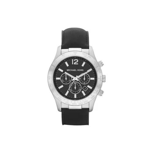 MICHAEL KORS Наручные часы Кварцевый механизм Кожаный ремешок 44 мм Черный циферблат Мужские часы