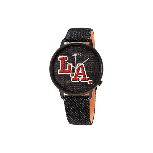 GUESS Наручные часы Кварцевый механизм Кожа и тканевый ремешок 42 мм Черный циферблат Унисекс