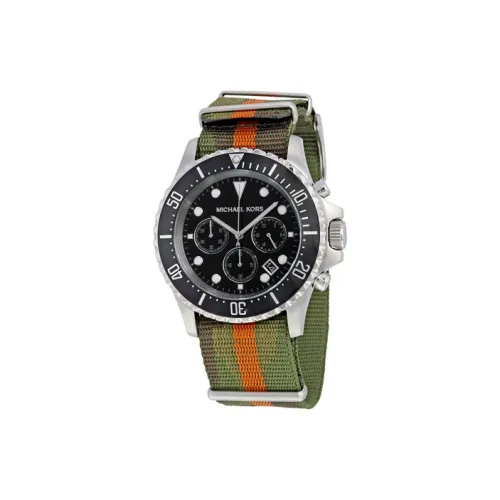 MICHAEL KORS Everest Satin Collection Наручные часы Кварцевый механизм Тканевый ремешок 45 мм Черный циферблат Мужские часы MK8399