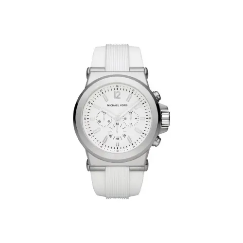 MICHAEL KORS Наручные часы Кварцевый механизм Резиновый ремешок 44 мм Белый циферблат Мужские часы