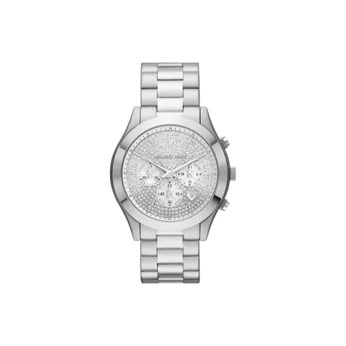 MICHAEL KORS Мужские часы Кварцевый механизм Ремешок из нержавеющей стали 44 мм Серебристый циферблат