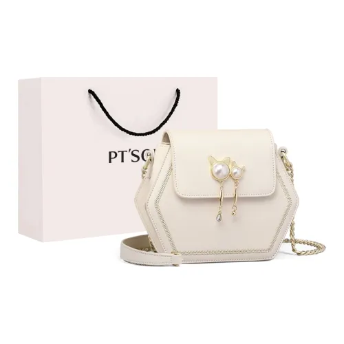 PT'SON Сумка через плечо из коровьей кожи с синтетической кожей сумка с цепочкой стандартная женская цвет экрю