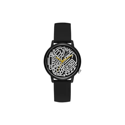 GUESS Наручные часы Кварцевый механизм Кожаный ремешок 40 мм Черный циферблат Женские часы