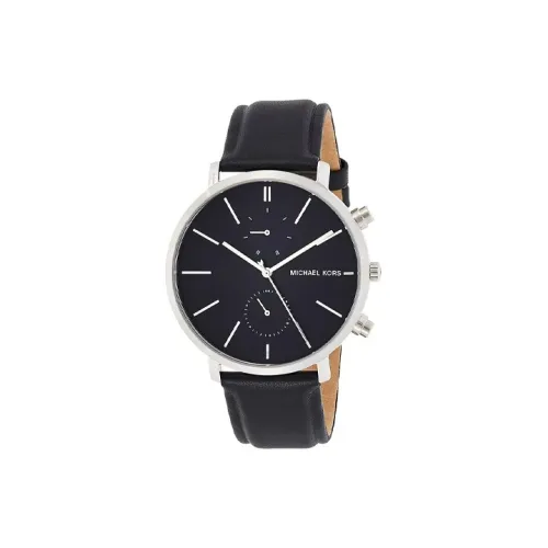 MICHAEL KORS Наручные часы Кварцевый механизм Кожаный ремешок 45 мм Черный циферблат Мужские часы MK8539