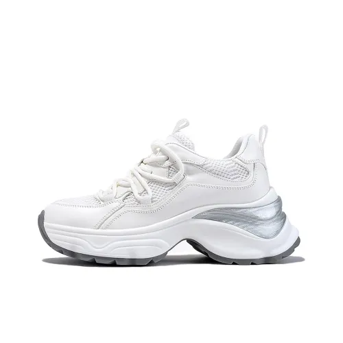 BELLALILY Противоскользящие и износостойкие визуально увеличивающие рост низкие топовые кроссовки с толстой подошвой женские