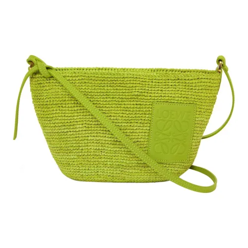 LOEWE Slit Рафия Волокно Коровья Кожа Сумка через плечо Женская Травяной Зеленый