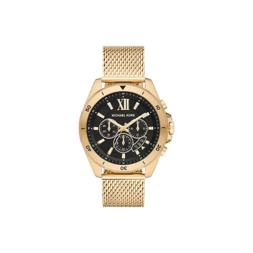 MICHAEL KORS Мужские часы Кварцевый механизм Ремешок из нержавеющей стали 45 мм Черный циферблат