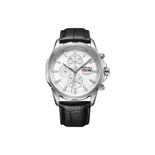 TOPHILL Кварцевый механизм ремень из натуральной кожи мужские часы белый циферблат