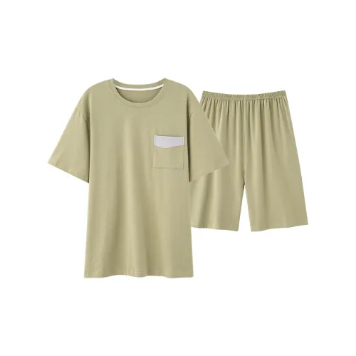 Chun Xi Пижамный комплект Мужской Горчично-зеленый