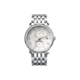 Серебряная игла, белый циферблат, стальной браслет