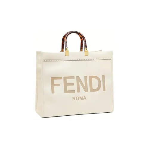 FENDI Sunshine Коровья кожа Sunshine Сумка Тоут Сумка Сумка для покупок Сумка Большая Women's White