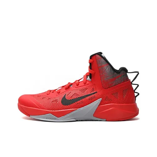 nike ZOOM HYPERFUSE Zoom Hyperfuse 2013 Амортизация Износостойкий Высокий Топ Баскетбольные кроссовки Мужской Красный черный