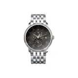 Серебряный Hands, черный циферблат, стальной браслет