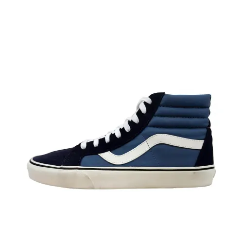 Vans SK8 HI Reissue 2 Тон Амортизация Износостойкие Высокие Кроссовки для Скейтбординга Унисекс Черный Синий