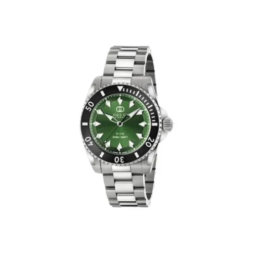 Gucci Dive Collection Мужские часы Автоматический механический механизм Нержавеющая сталь Ремешок 40 мм Зеленый циферблат