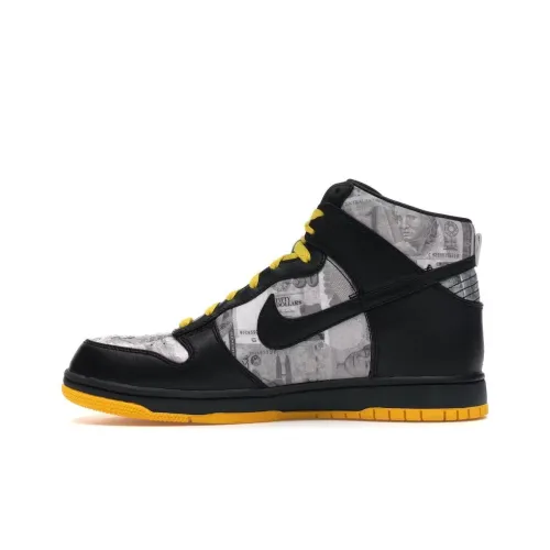 nike Dunk High Supreme TZ Laf Flom Противоскользящие амортизаторы Высокие Скейтбординг Кроссовки Мужские Черные Желтые