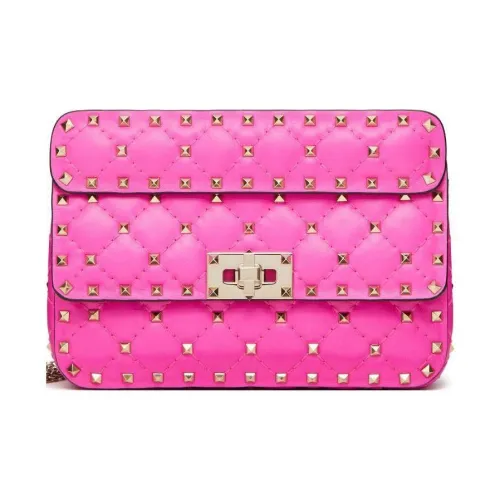 Valentino Rockstud Овчина Сумка через плечо Стандартная Женская Розово-красная