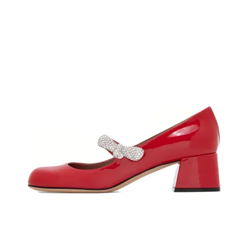 Lanvin Грубый каблук Туфли Мэри Джейн Женские Красные