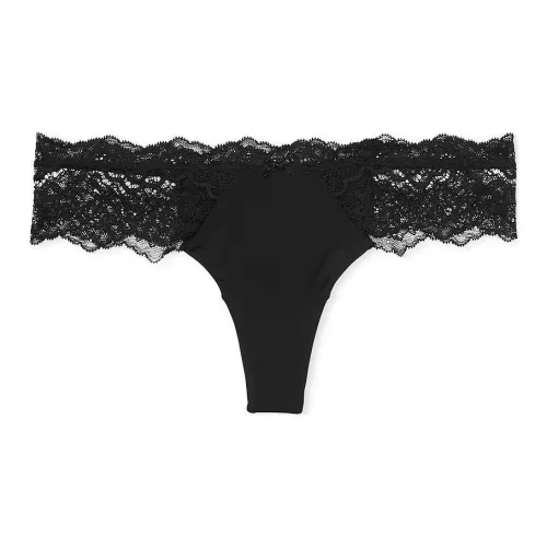 Victoria's Secret DREAM Angels Кружевная отделка Стринг Panty Черное Нижнее белье Женское 1 упаковка Черное