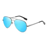 Серебряная оправа + поляризованные отражающие синие линзы