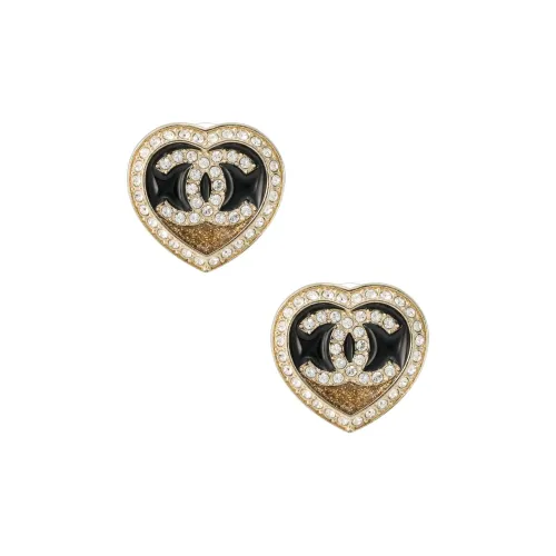 CHANEL Металл Серьги-гвоздики Женские Черный Золото