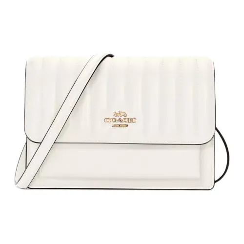 COACH Foldover Quilted Кожа Сумка через плечо Бананка Маленький Женские Чисто белый