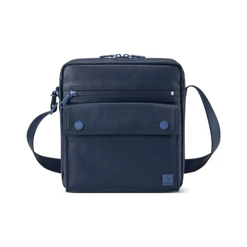 Porter PU (полиуретан) Сшитый Холст Сумка через плечо Унисекс Темно-синий