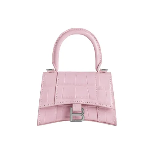 Balenciaga Hourglass Блестящий Крокодиловый Узор Тисненая Коровья Кожа Сумка Женская Розовая