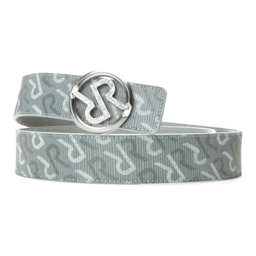 RARE Круглый Двойной R Пряжка Автоматическая пряжка Кожаные ремни Unisex Light Серый