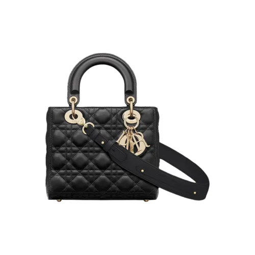 DIOR Lady Dior My ABCDior Cangrid Овечья шкура Сумка Lady Dior Сумка через плечо Сумка Маленькая Женская Черная