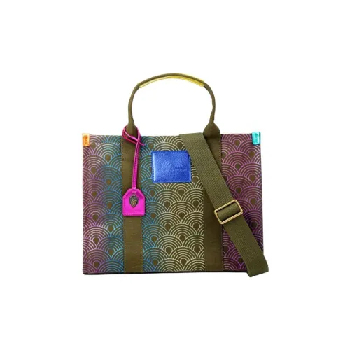 Kurt Geiger London Ткань Вязаная Сумка через плечо Сумка Женская Хаки Зеленая с Многоцветной