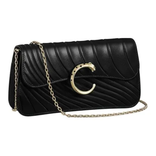 Cartier Panthère De Cartier Телячья кожа Сумка через плечо Мини Женская Черная