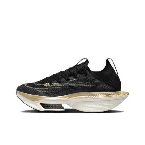 Nike Alphafly 2 Low Топ Карбоновая плита Марафон Беговые кроссовки Женские Черный золотой