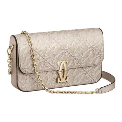 Cartier C De Cartier Collection Телячья кожа Сумка через плечо Мини Женская Бежевая