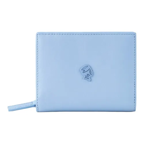 PORTER Fine Коровья крупнозернистая кожа Кошелек Унисекс Небесно-голубой