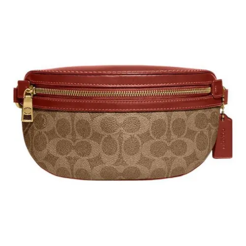 COACH Покрытый холст телячья кожа одно плечо через плечо бананка маленький женский коричневый