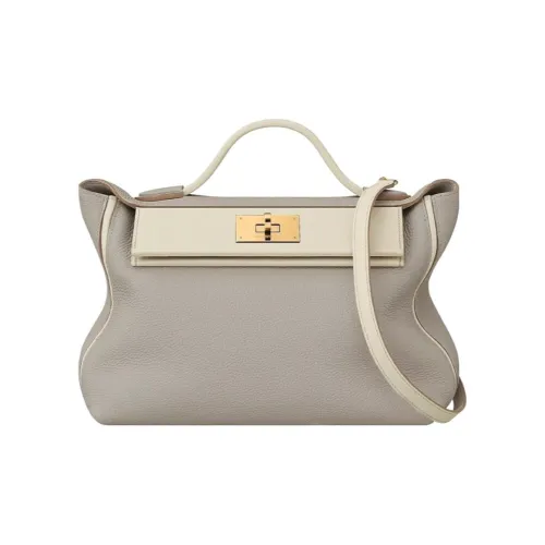 HERMES 24 24 Коровья кожа Togo с Swift Телячья кожа Сумка Сумка через плечо Женская Ледниковый белый