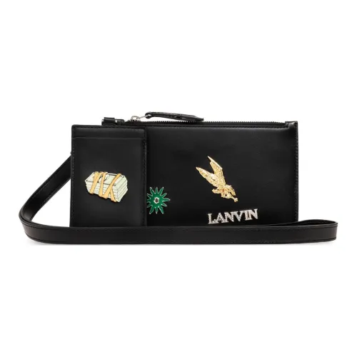 Lanvin Коровья кожа Одно плечо Через плечо Клатч Унисекс Черный