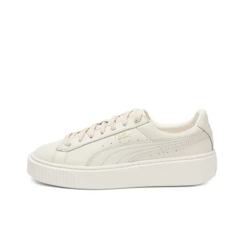 PUMA BASKET PLATFORM Лакированная кожа Низкие кеды для скейтбординга Женские Белые Розовые