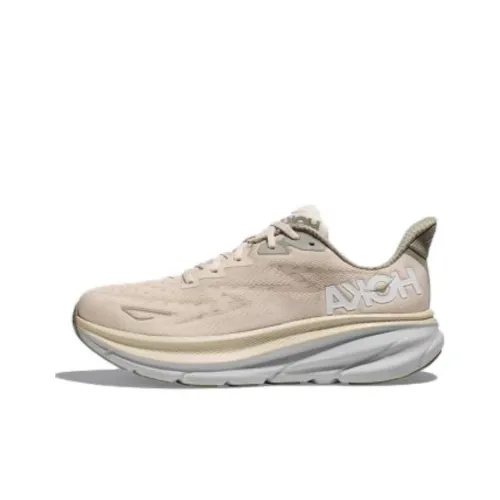 HOKA ONE ONE Clifton 9 Противоскользящие Устойчивые к истиранию Низкий Топ Беговые кроссовки Мужской Экрю Широкий крой
