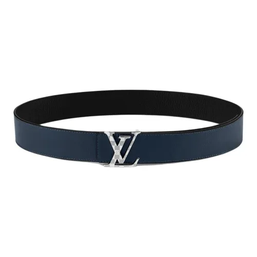 LOUIS VUITTON Телячья кожа Кожаные ремни Мужской Синий Ширина 4CM