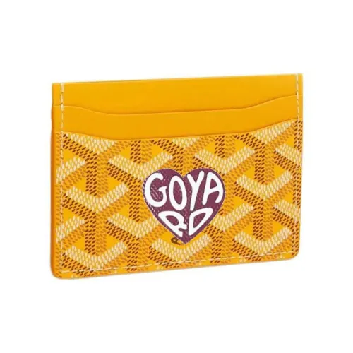 GOYARD Saint Sulpice Холст Телячья кожа Держатель для карт Держатель для карт Унисекс Желтый Бордовый Маленькое сердце