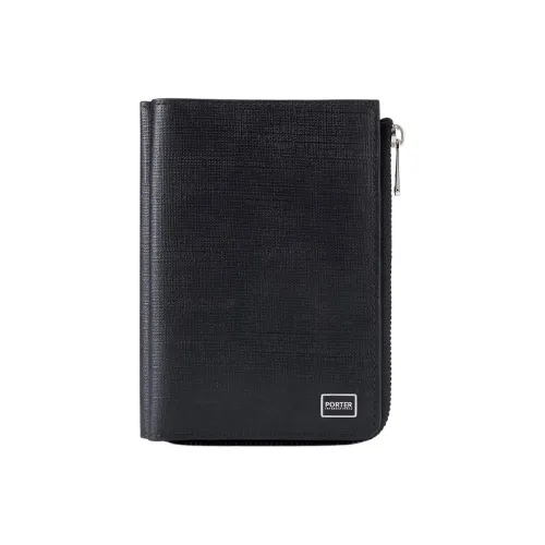 PORTER Высокое качество Pebble Текстурированная коровья кожа Монетница Кошелек Унисекс Черный