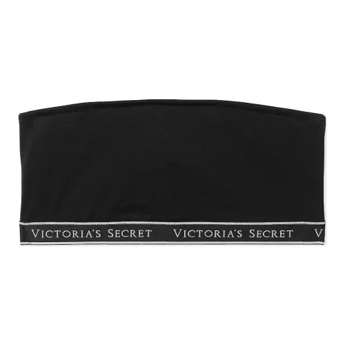 Victoria's Secret Розовый Логотип Хлопок Беспроводной Бандо Бюстгальтер Черный Бюстгальтер Женский Черный