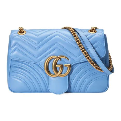 GUCCI GG Marmont Кожаная Сумка через плечо Сумка на плечо Женская Синяя