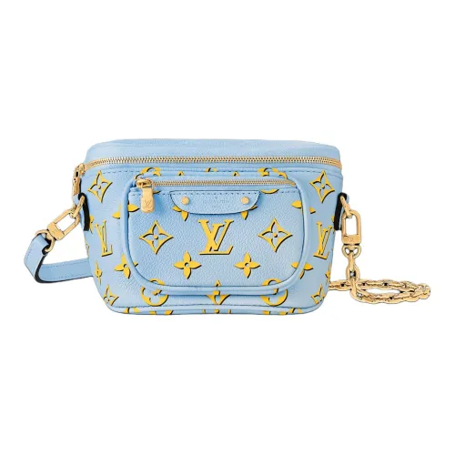 LOUIS VUITTON Bumbag Овечья кожа Бананка Женская Светло-синий и Желтый