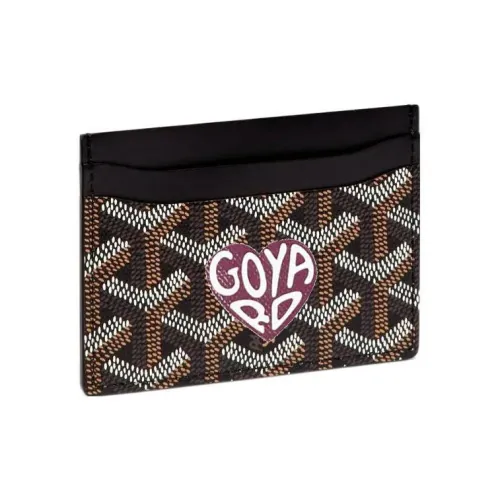 GOYARD Saint Sulpice Холст Телячья кожа Держатель для карт Держатель для карт Унисекс Черный Бордовый Маленькое сердце